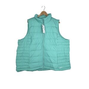 Lands End Quilted 600 Down Filled Turquoise Puffer Vest Women's 3X NWT